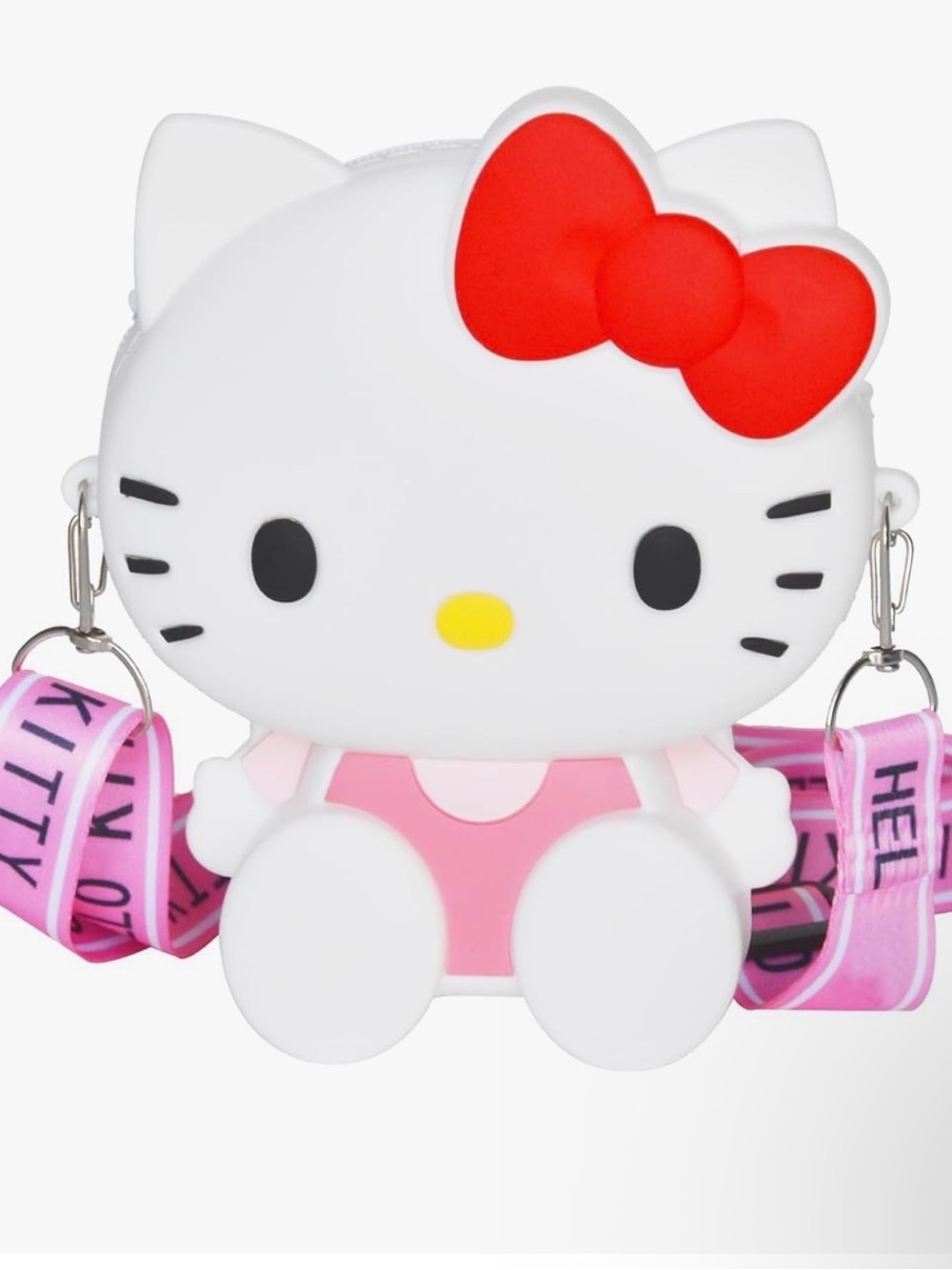 Hello Kitty White & Pink Silicone Crossbody Bag with Red Bow